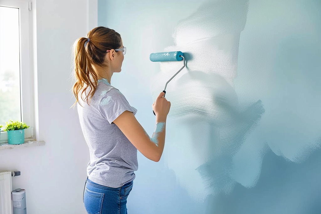 Woman Painting a Wall