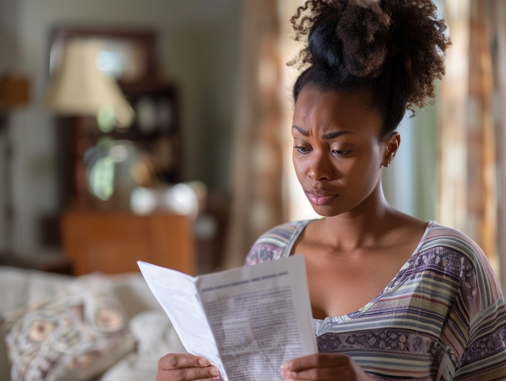 An Unhappy Woman Looking at Her Electric Bill