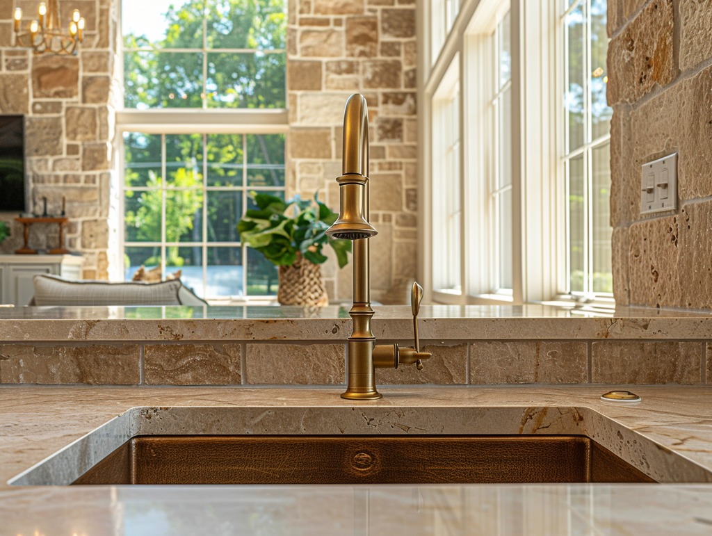 Brass Kitchen Faucet in a Luxury Home