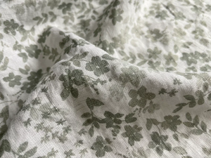 terratextilia - Washed Sage Green Floral Linen Fabric