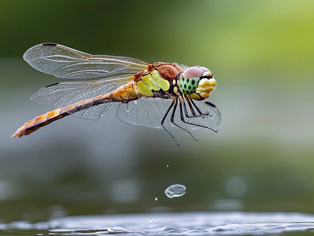 Dragonfly Flying Over Water