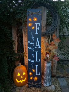 LED Lighted Hello Fall Welcome Sign for Front Porch - TheWoodenCanvasCo