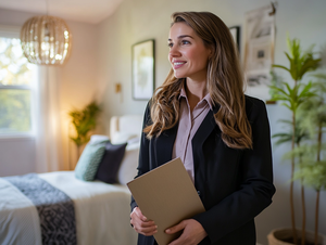 Real Estate Agent Standing in Bedroom