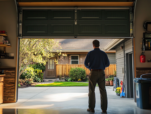 Man Inspecting Garage Door