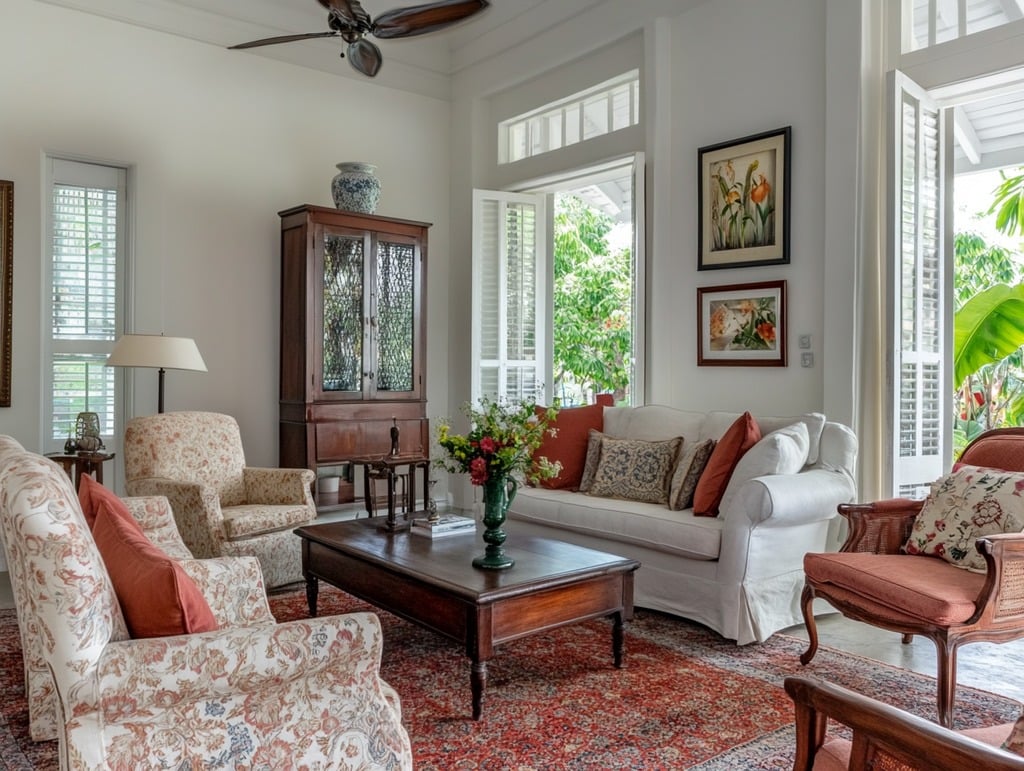 British Colonial Style Living Room