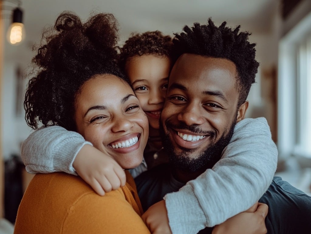 Happy Family in Their Home