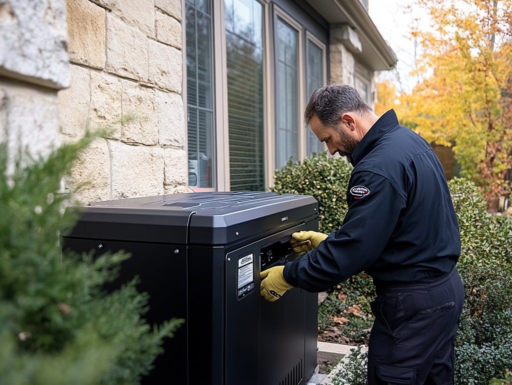 Professional Servicing a Home Generator