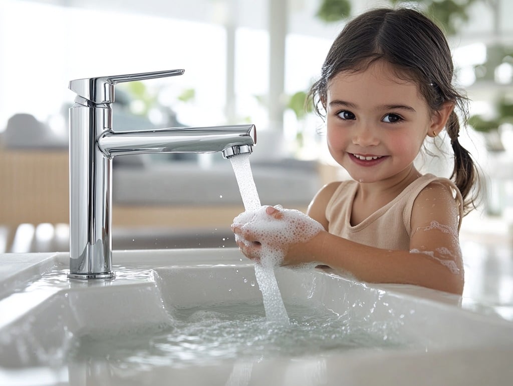 Little Girl Washing Her Hands