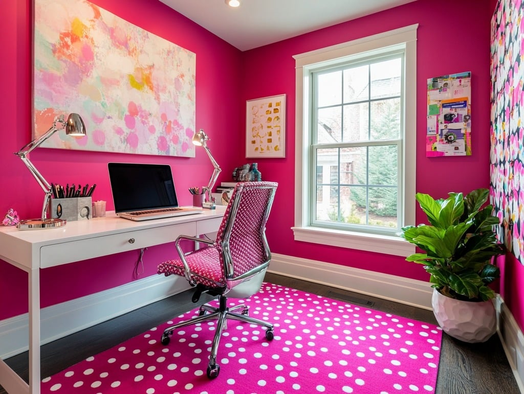 Home Office with Bright Pink Scheme