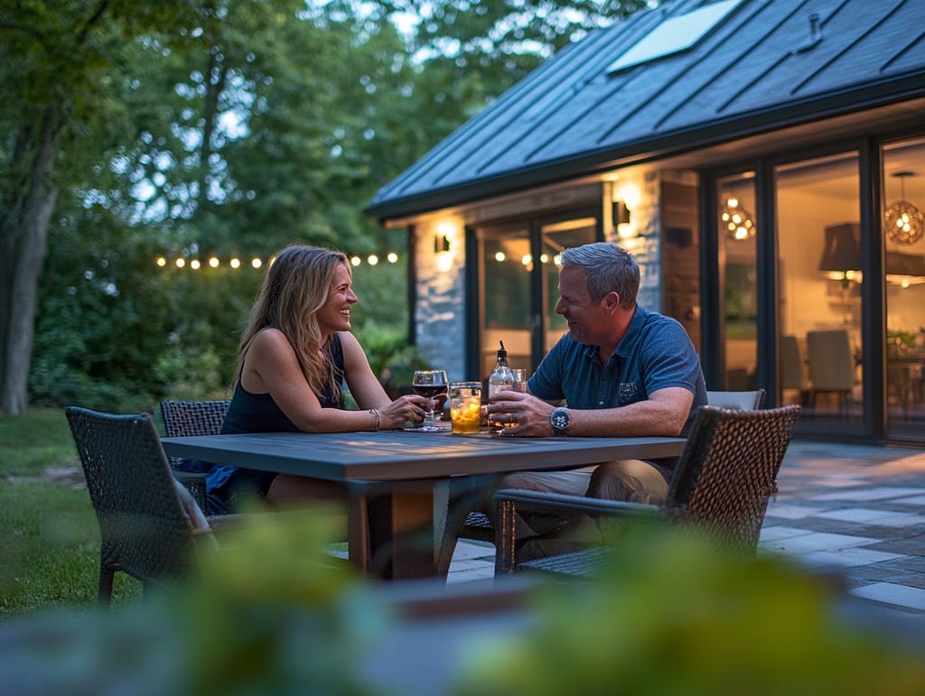 A Couple Enjoying Drinks on Their Patio