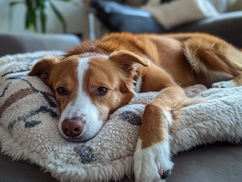 Dog on a Cozy Bed