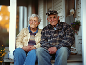 Elderly Couple Sitting on Porch