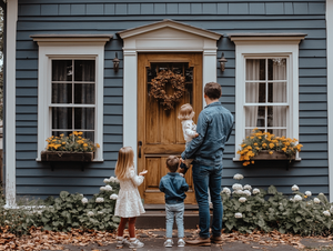 Family Standing Outside of Home