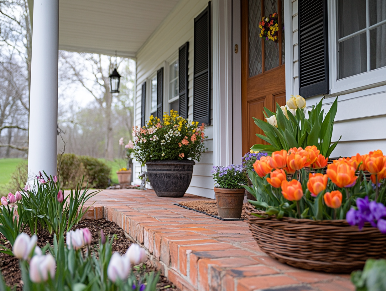 Front Porch Decorated for Spring 2