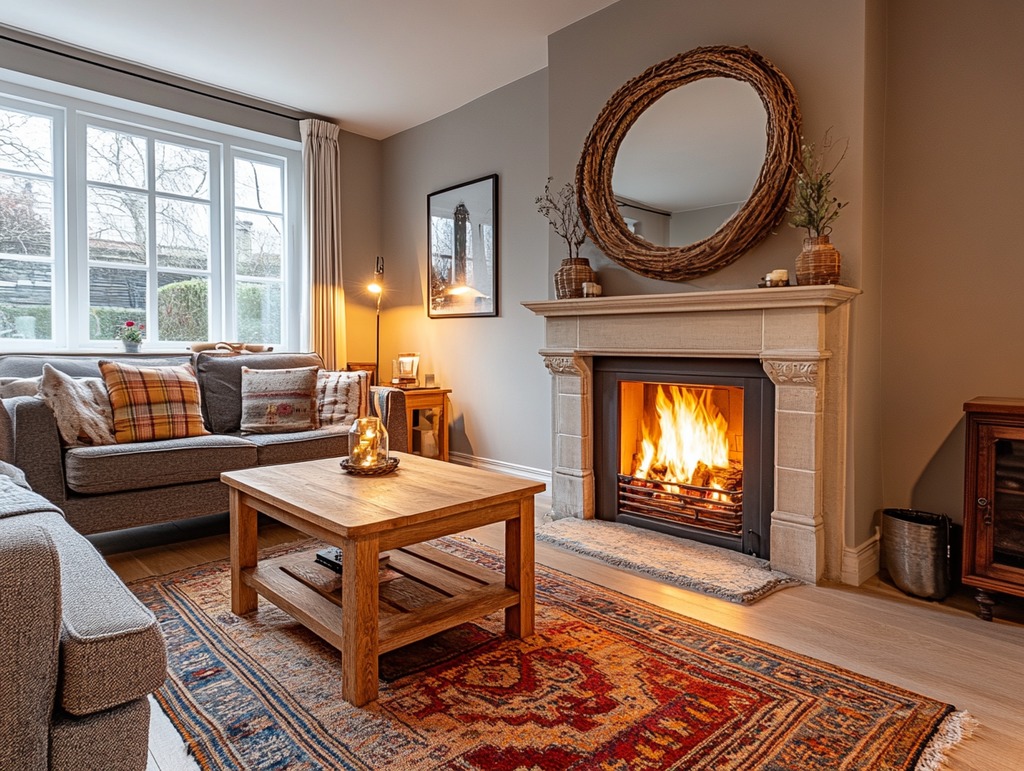 Mirror Over Fireplace for More Light Dispersement