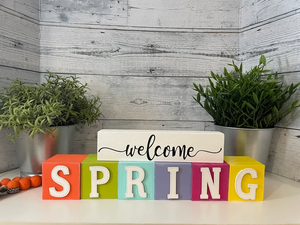 Spring Wooden Blocks Letters - FreckledHenCrafts