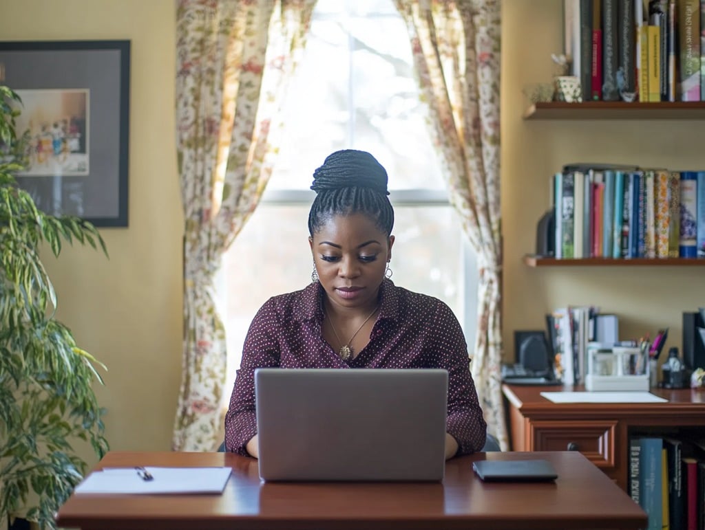 Woman Working in Her Home Office