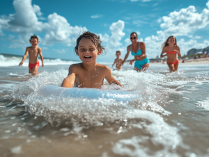 Family Playing in the Ocean