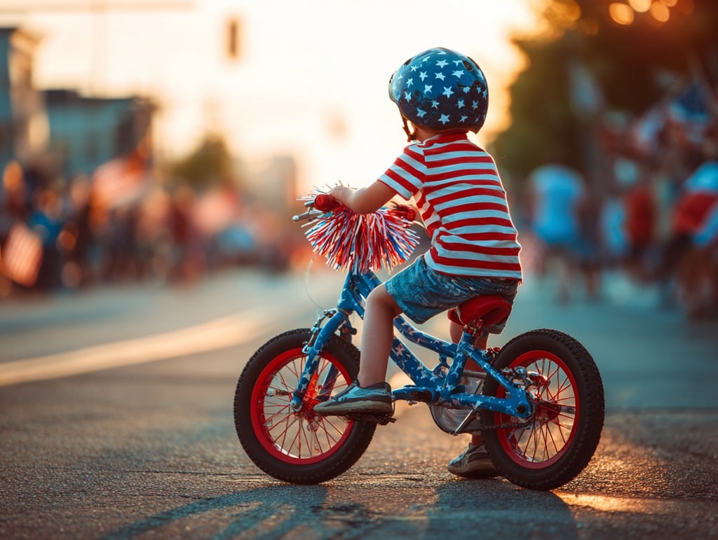 4th of July Kid on Bike