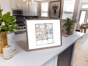 Framed Floor Plan on Counter