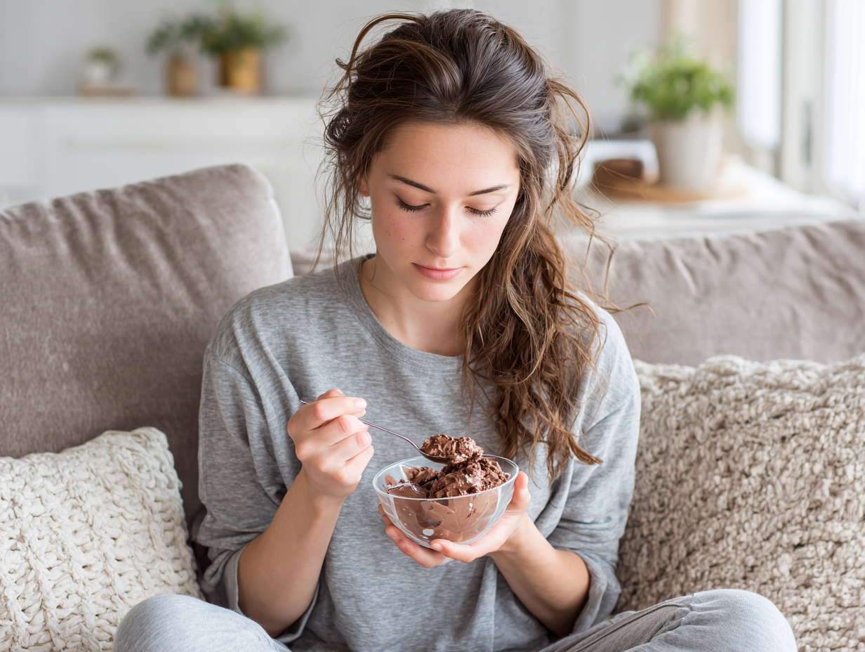 Sad Woman Eating Ice Cream