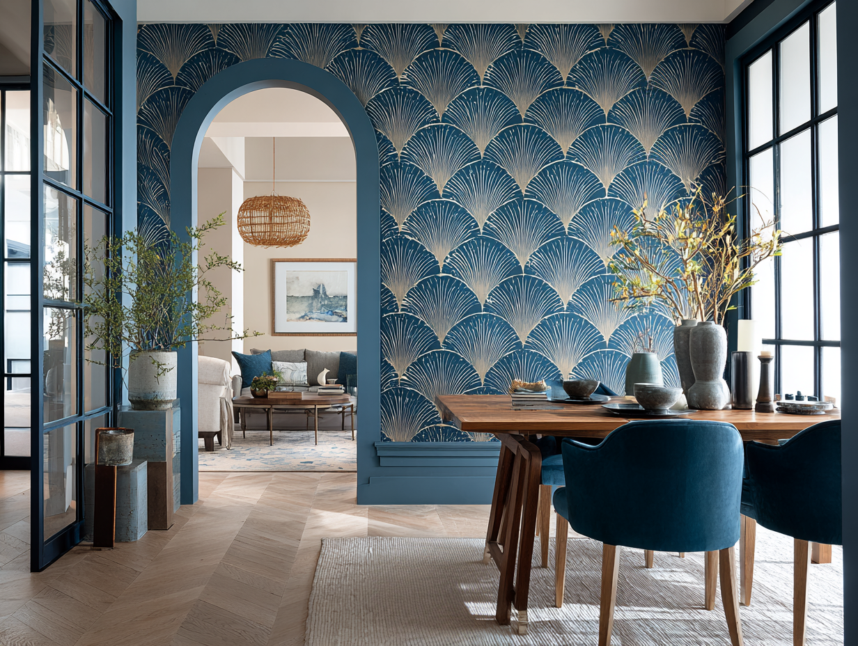Art Deco Shell Wallpaper in Dining Room - Neo Deco 2