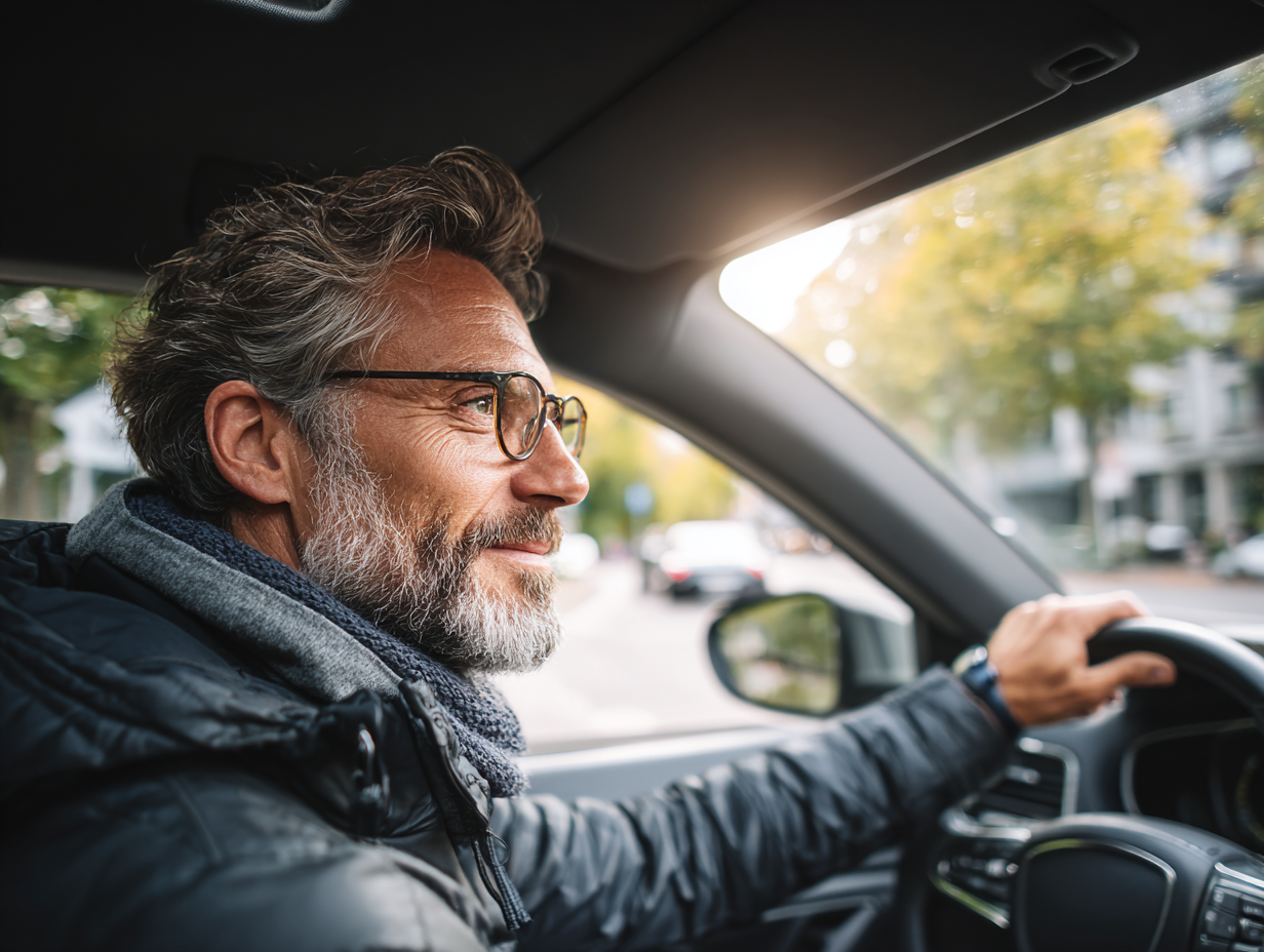 Man Driving a Car