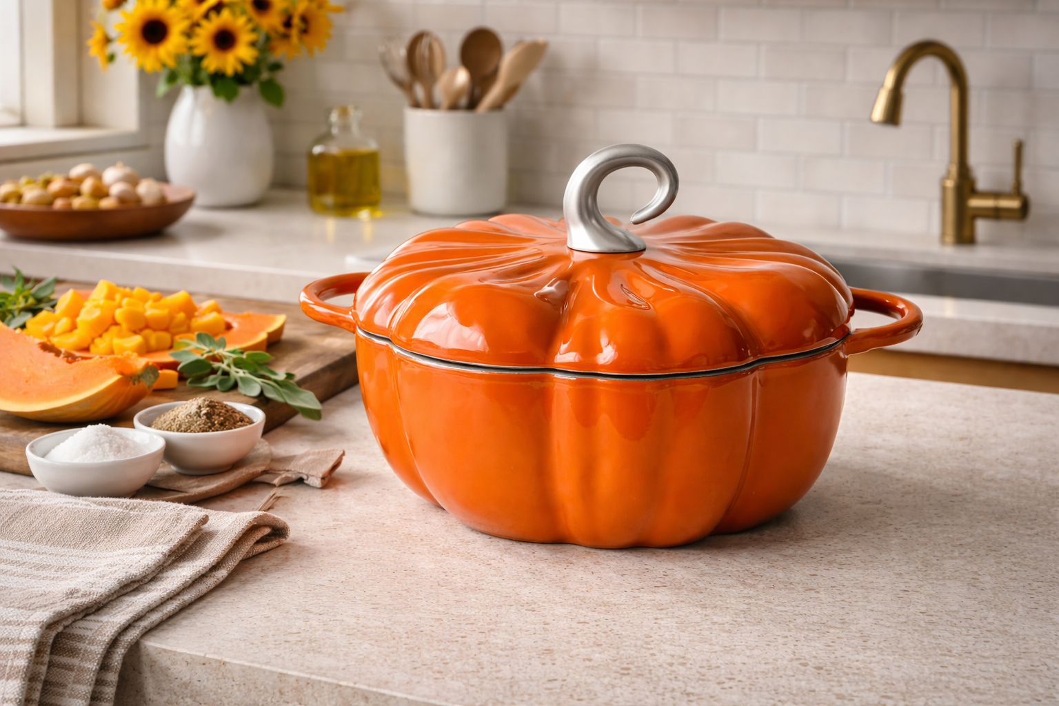 Pumpkin Cast Iron Dutch Oven