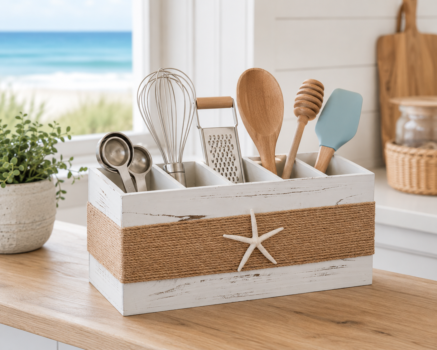 AceOrbit Starfish Coastal Utensil Holder