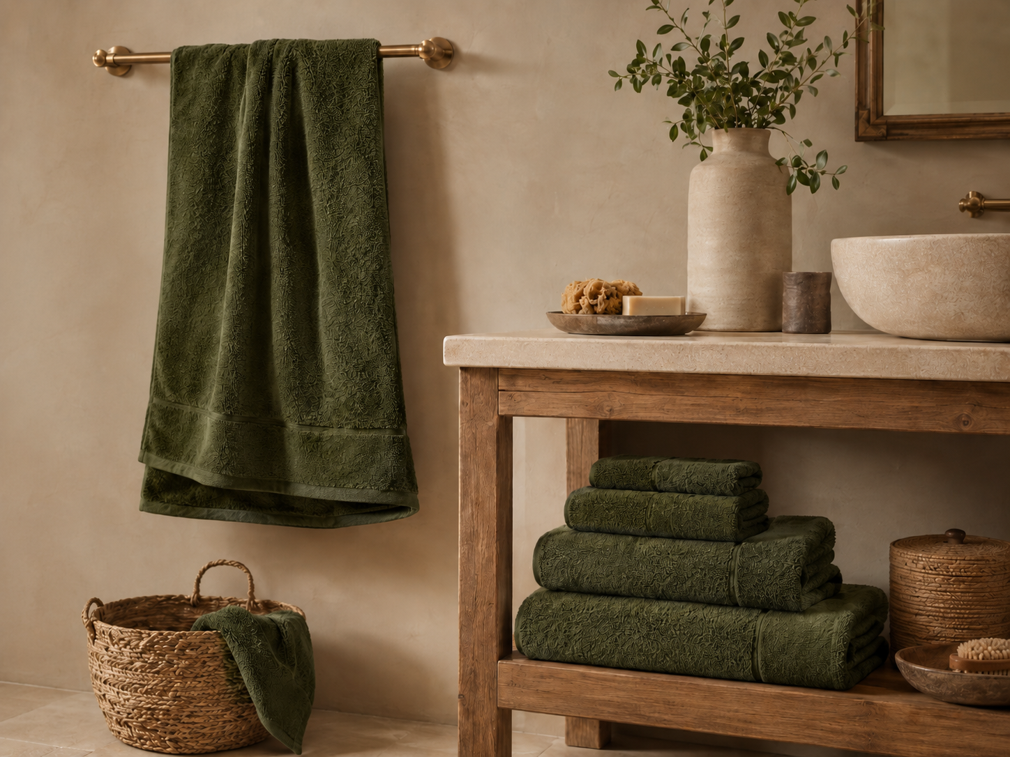 Adaste Home Earthy Towels - Earth Tone Bathroom