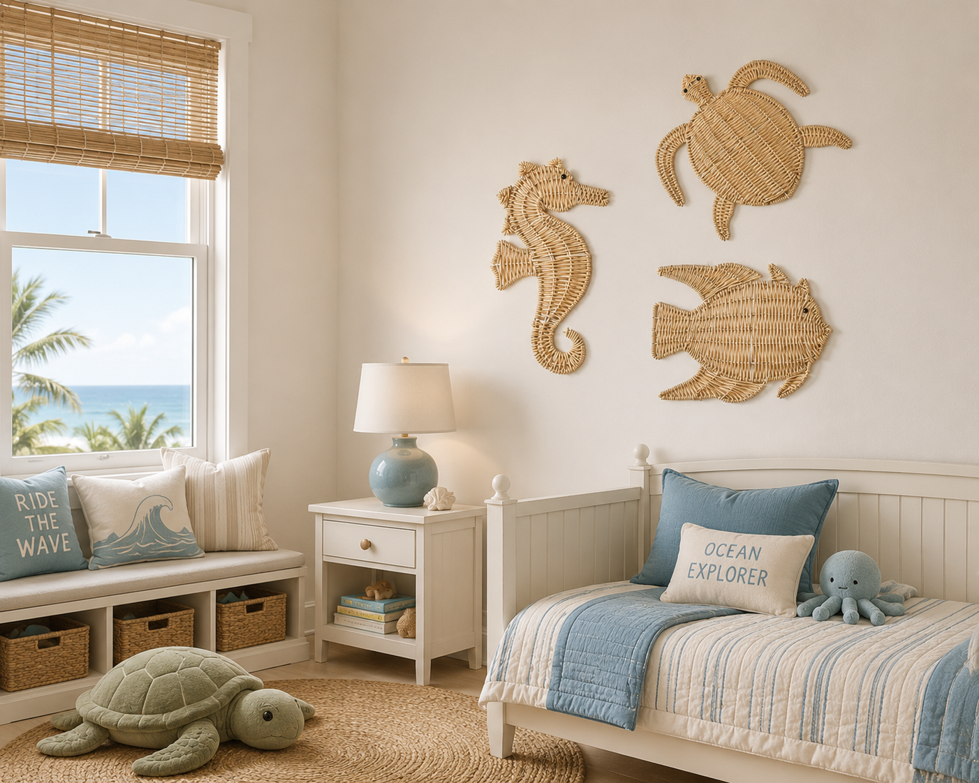 Burbell 3 Pcs Handmade Wicker Beach Wall Decor
