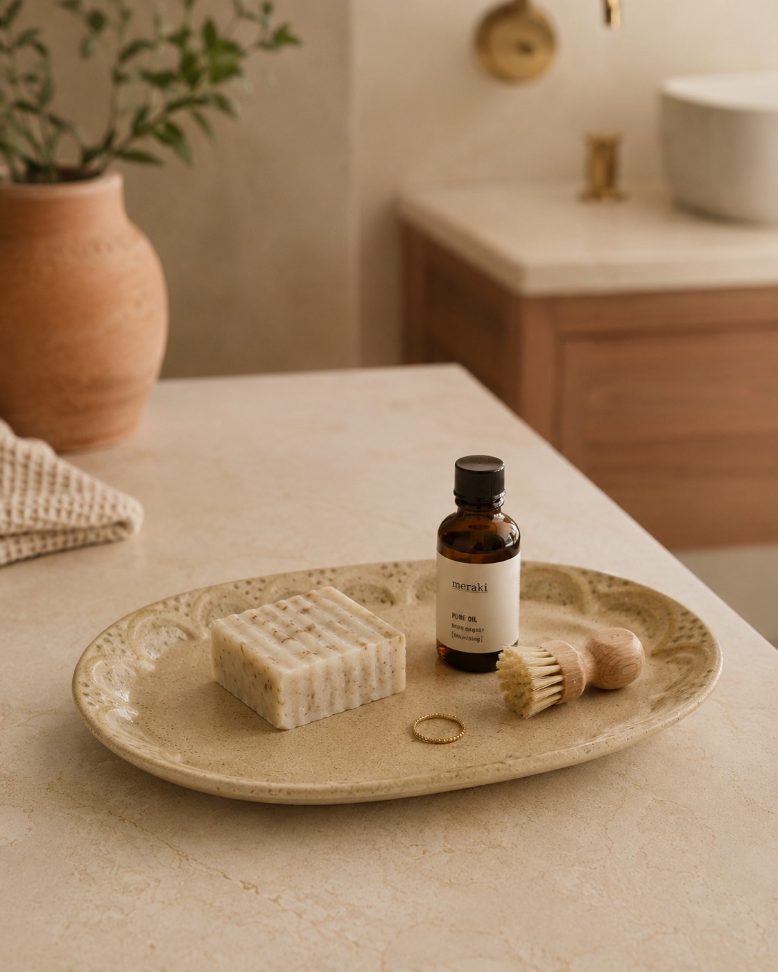 Terracotta Bathroom Tray from Zara Home - Earth Tone Bathroom