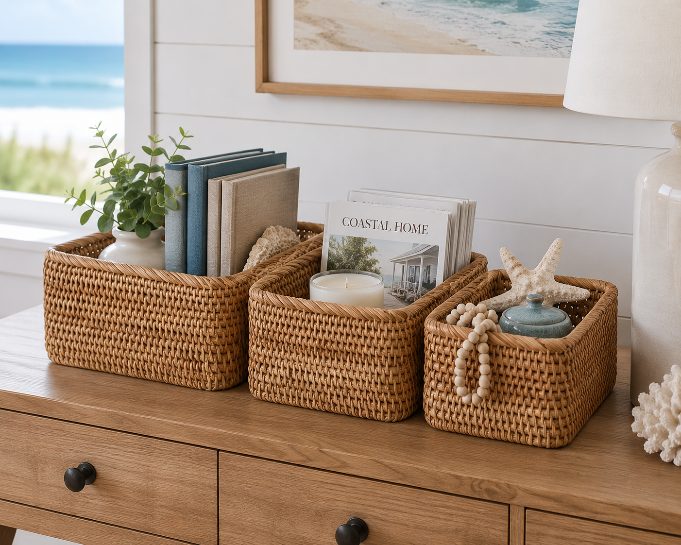 Yangqihome Natural Rattan Storage Baskets