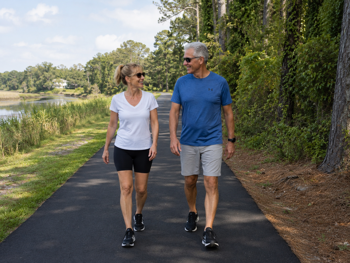 A Couple Walking on Trail