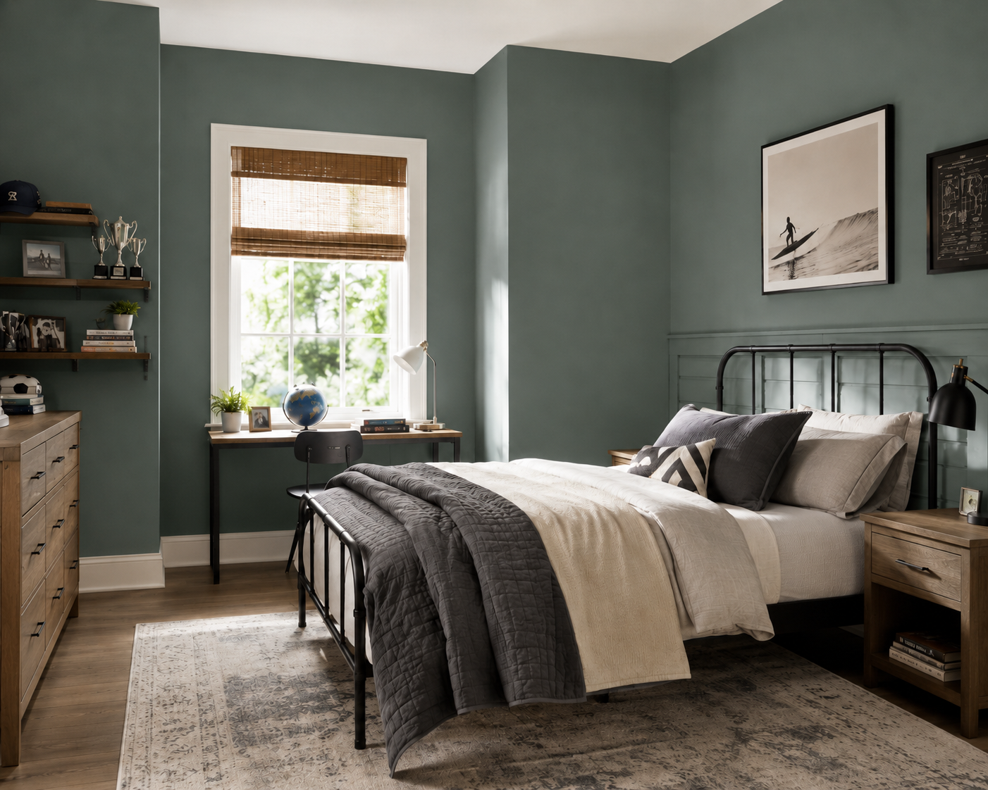 Boy's Bedroom Painted with Behr Hidden Gem N430-6A