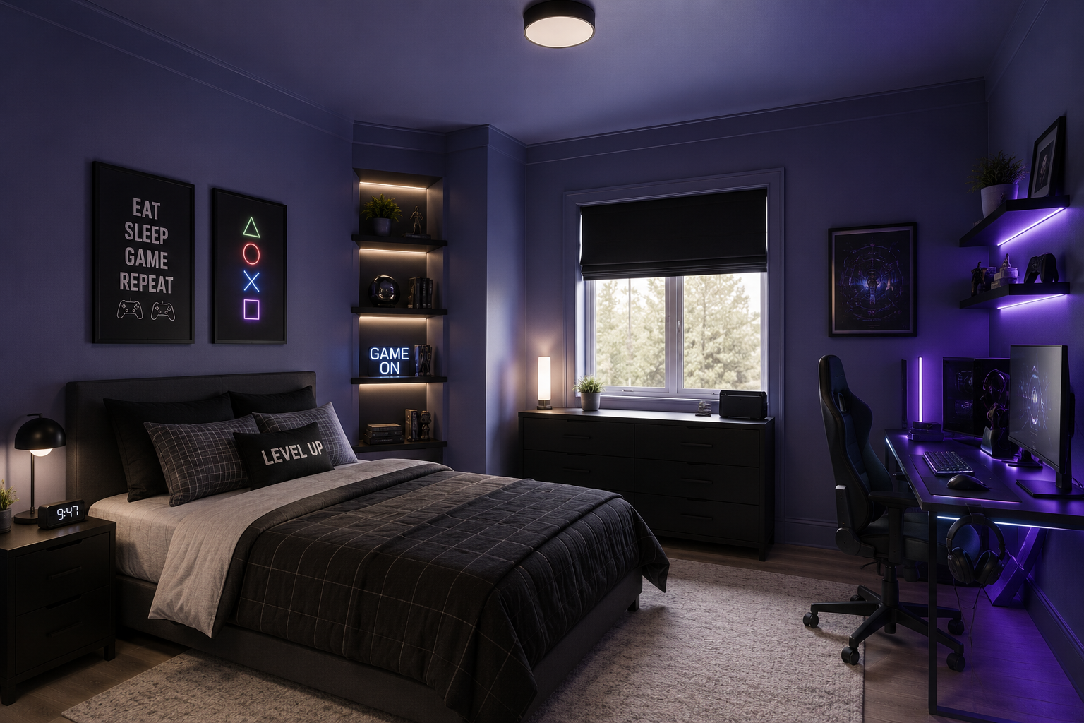 Color Drenched Boy's Bedroom