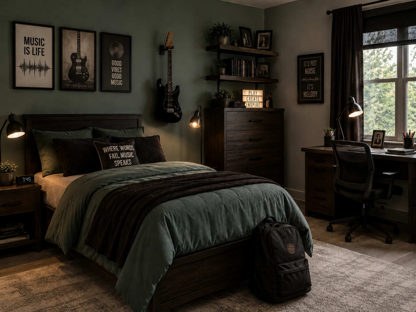 Teen Boy's Bedroom - Music Themed