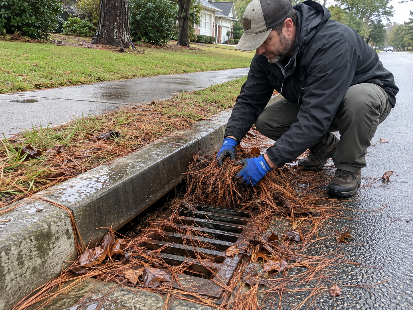 Cleaning Out Sewer Drain