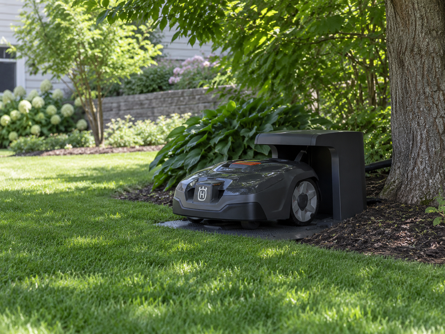 Docked Robot Lawnmower