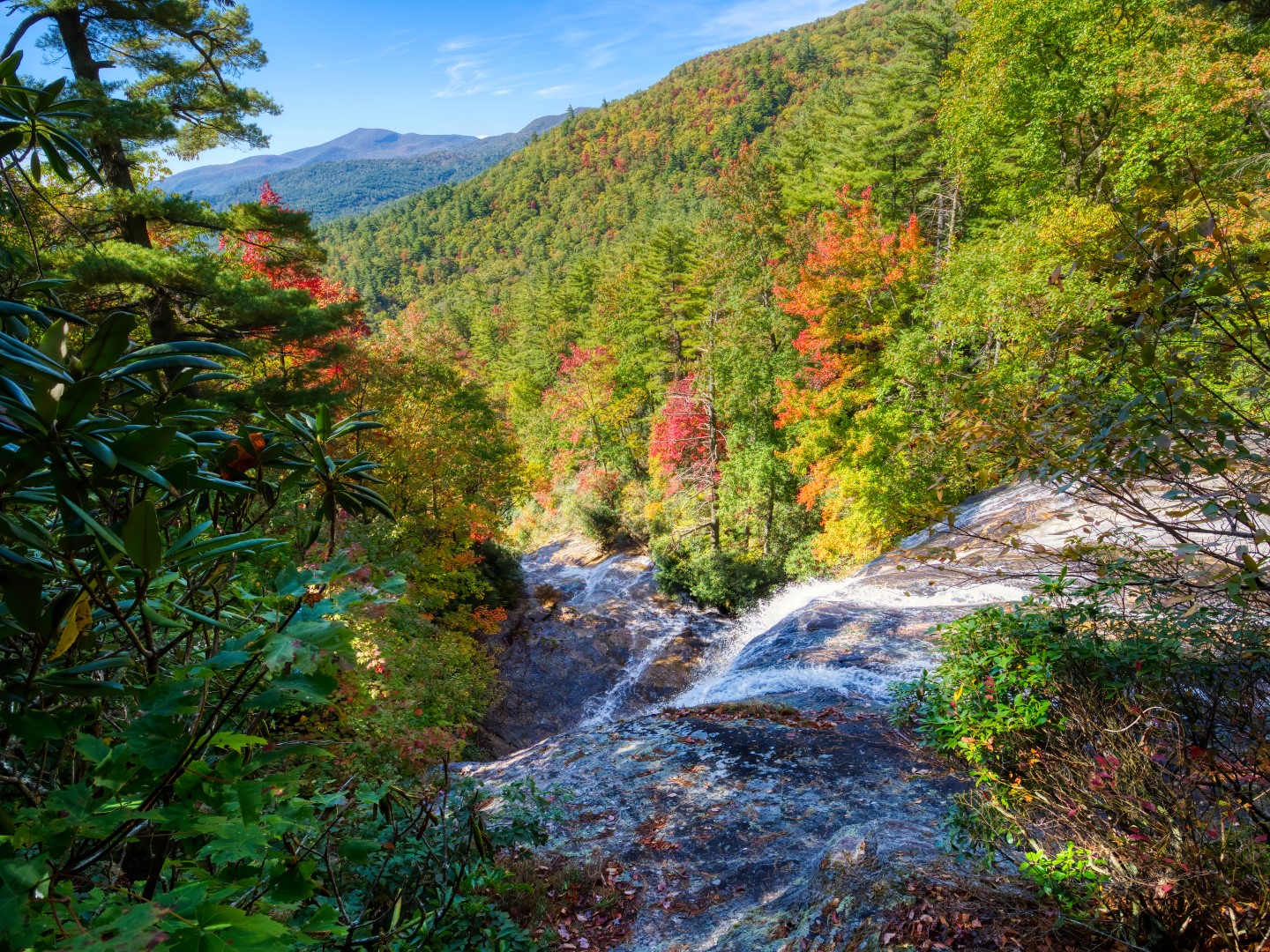 Top of Glen Falls on the East Fork Overflow Creek in the Nantahala National Forest near Highlands North Carolina USA