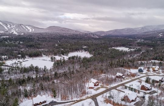 Aerial view of Peaks Village and Sunday River