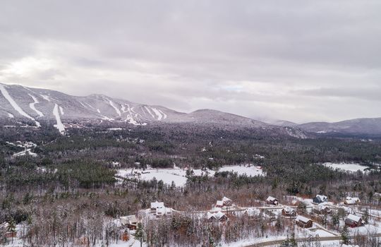 Aerial view of Peaks Village and Sunday River