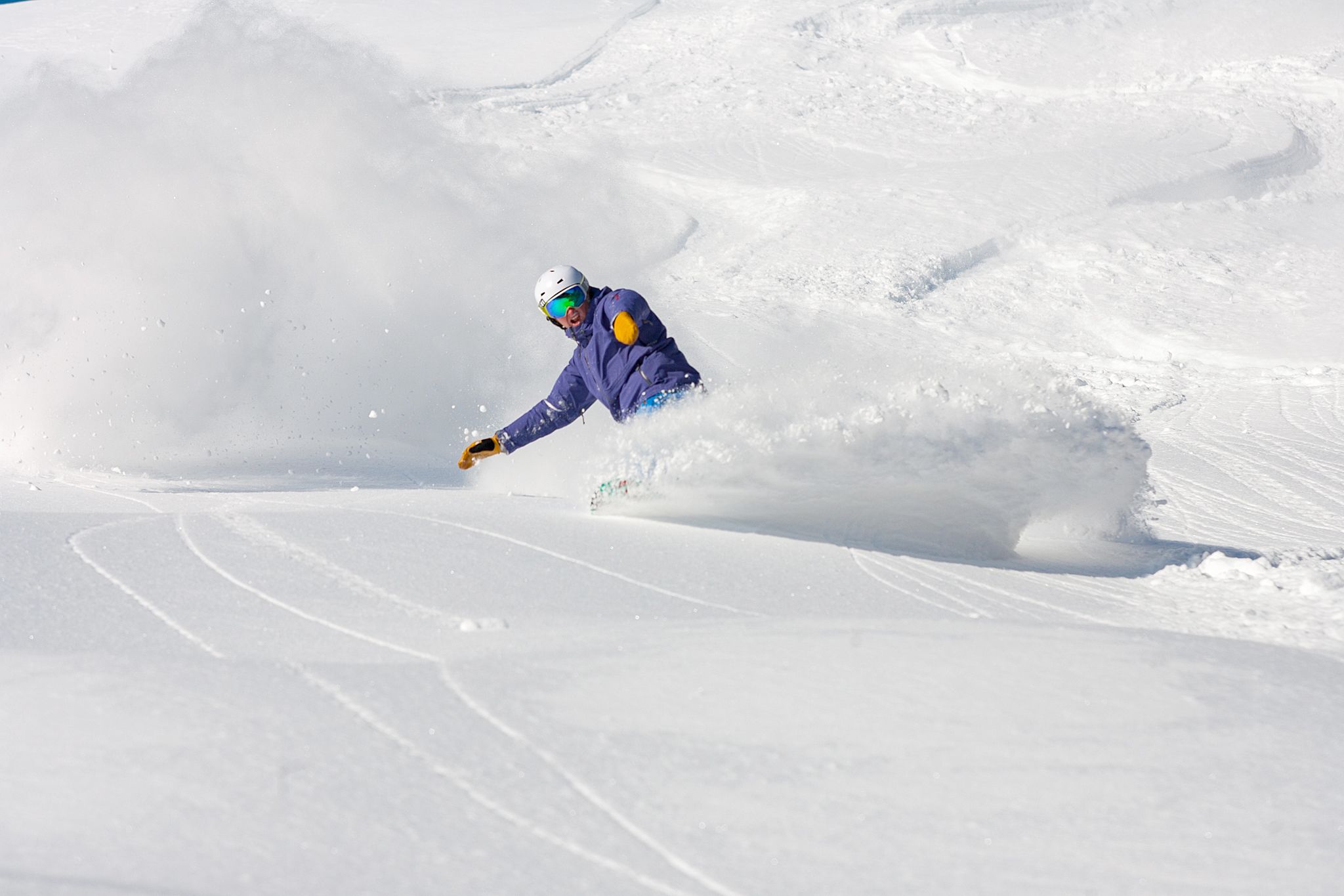 Snowboarder in powder