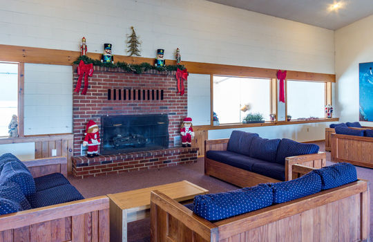 Cascades Condo common room with fireplace