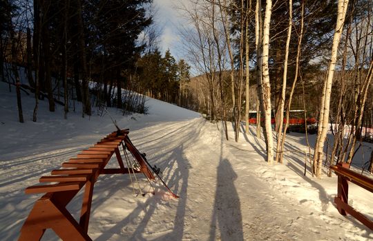 Ski racks outside of North Peak