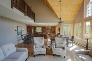 Open concept living room, kitchen, and dining room