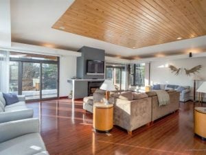 Living room in modern mountain home