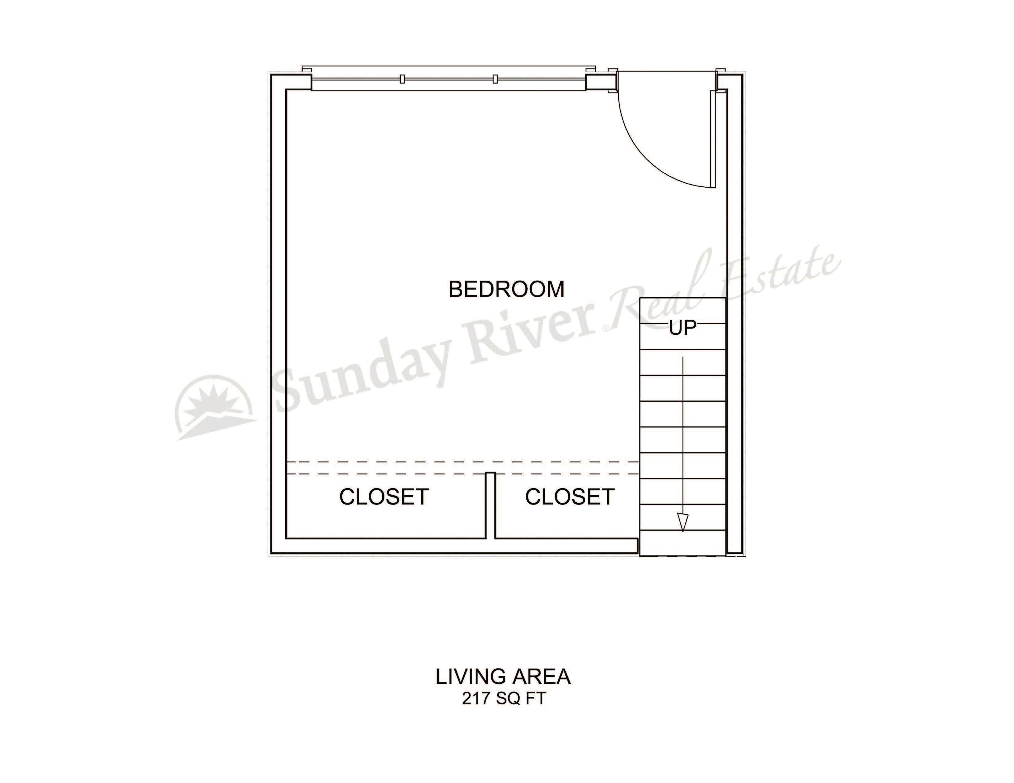 1-Bedroom Floor Plan with Lower Level - Bed