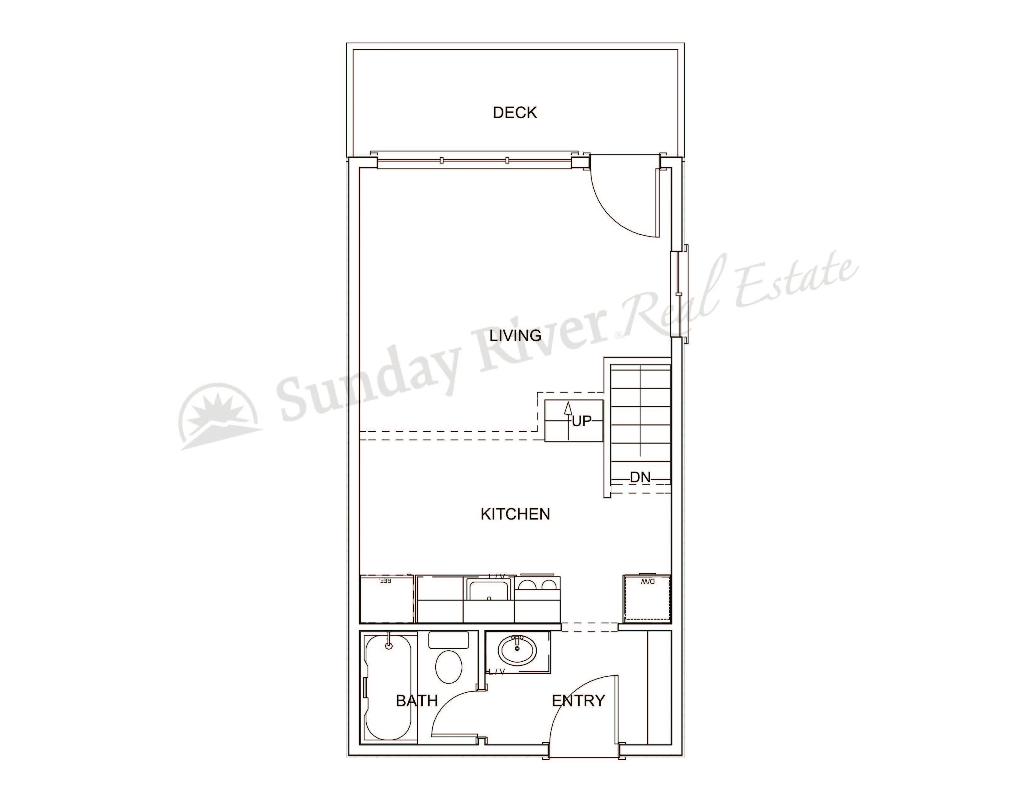 1-Bedroom Floor Plan with Lower Level - Main