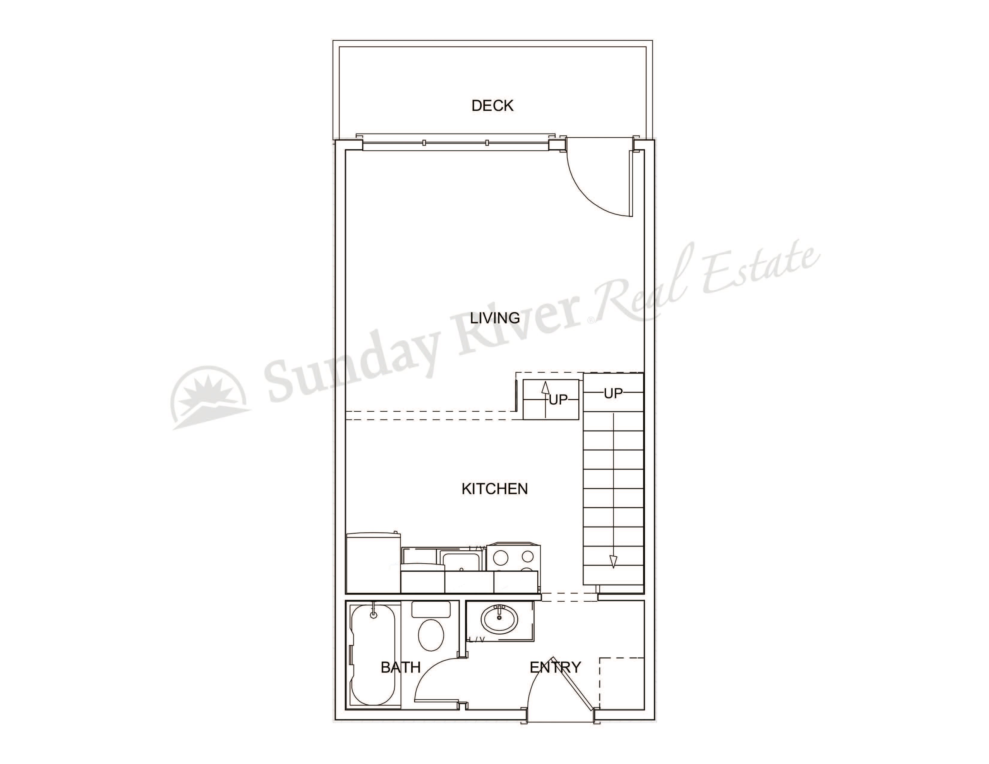 1-Bedroom Floor Plan with Upper Level - Main